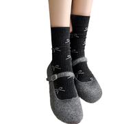 Sweet Girls Elegant Bowknot Pattern Cotton Ankle Socks For Women Respirant Casual Fashion Student Middle Molf Socks Cotton, Noir , Taille unique