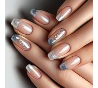 Sweet Glitters Leaf Press sur ongles artificiels en forme d'amande Couverture complète Acrylique Faux ongles pour fêtes et vie quotidienne