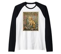 Sweet Golden Retriever Chiot Vintage Floral Manche Raglan