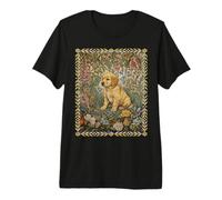 Sweet Golden Retriever Chiot Vintage Floral T-Shirt Haut de Gamme