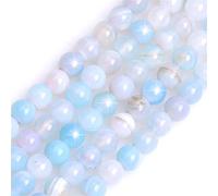 Sweet & Happy Girl’s Store Perles naturelles rondes en vrac d’œil de tigre bleu pour la fabrication de bracelet/collier Diamètre 6 mm Fil de 38 cm, Agate bleue onyx., 6mm
