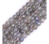 Sweet & Happy Girl’s Store Perles naturelles rondes en vrac d’œil de tigre bleu pour la fabrication de bracelet/collier Diamètre 6 mm Fil de 38 cm, Labradorite grise., 6mm