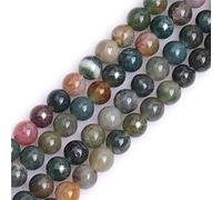 Sweet & Happy Girl’s Store Perles naturelles rondes en vrac d’œil de tigre bleu pour la fabrication de bracelet/collier Diamètre 6 mm Fil de 38 cm, Agate indienne multicolore., 8mm