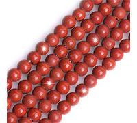 Sweet & Happy Girl’s Store Perles naturelles rondes en vrac d’œil de tigre bleu pour la fabrication de bracelet/collier Diamètre 6 mm Fil de 38 cm, Jaspe rouge., 6mm