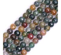 Sweet & Happy Girl’s Store Perles naturelles rondes en vrac d’œil de tigre bleu pour la fabrication de bracelet/collier Diamètre 6 mm Fil de 38 cm, Agate indienne multicolore., 6mm