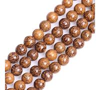 Sweet & Happy Girl's Gemstone Beads Strand Naturel Rond 6 mm Jaune Peau d'éléphant Jasper Pierre précieuse de Pierre Semi-précieuses Perles pour Fabrication de Bijoux 38,1 cm, 10mm Yellow, 10mm