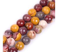 Sweet & Happy Girl's Store 12mm Round Faceted Gemstone Mookaite Jasper Beads for Jewellery Making Beads Strand 15"