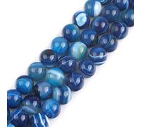 Sweet & Happy Girl's Store Fil de perles rondes en agate naturelle Bleu 12 mm