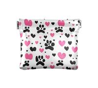 Sweet Hearts Mini porte-monnaie beige Petit sac à monnaie, rangement de voyage pour cosmétiques, écouteurs, bijoux, Adorable patte de chien rose et noire, one size, Adorable patte de chien rose et