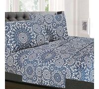 Sweet Home Collection 1828 Thread Count Sheet Set - Soft Egyptian Quality Brushed Microfiber Parure de lit de Luxe Plat, Drap Housse, 2 taies d'oreiller, Microfibre, Oasis, Queen Size