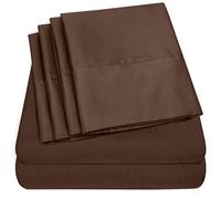 Sweet Home Collection 6 Piece 1500 Supreme Collection Brushed Microfiber Deep Pocket Sheet Set-2 Extra Pillow Cases, Great Value, RV Short Queen, Brown