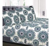 Sweet Home Collection Ashley Parure de lit de Luxe avec Drap Plat, Drap-Housse, 2 taies d'oreiller, Microfibre brossée Double, lit californien King