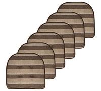 Sweet Home Collection Bradford Lot de 2 Coussins de Chaise en Mousse à mémoire de Forme avec Dos en Caoutchouc antidérapant en Forme de U 43,2 x 40,6 cm Chocolat/Beige