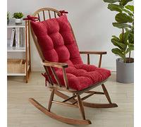 Sweet Home Collection Coussin de Chaise à Bascule touffeté de qualité supérieure avec Dos antidérapant et Attaches pour Chaise à Bascule Rouge Velours