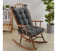 Sweet Home Collection Coussin de Chaise à Bascule touffeté de qualité supérieure avec Revers antidérapant pour Dessus et Bas avec Attaches, Velours Gris