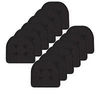 Sweet Home Collection Lot de 12 Coussins de Chaise en Mousse à mémoire de Forme avec Dos en Caoutchouc antidérapant en Forme de U - 43,2 x 40,6 cm - Noir