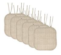 Sweet Home Collection Lot de 12 Coussins de Chaise en Mousse à mémoire de Forme avec Liens - Motif nid d'abeille - Antidérapants - Dos en Caoutchouc - Carré - 40,6 x 40,6 cm - Aria Beige