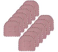 Sweet Home Collection Lot de 12 Coussins de Chaise en Mousse à mémoire de Forme touffetée antidérapante avec Dos en Caoutchouc en Forme de U 43,2 x 40,6 cm - Bordeaux à Carreaux/Blanc