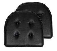 Sweet Home Collection Lot de 2 Coussins de Chaise en Mousse à mémoire de Forme avec Dos en Caoutchouc antidérapant en Forme de U - 43,2 x 40,6 cm - Noir