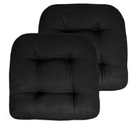 Sweet Home Collection Lot de 2 Coussins tuftés pour Chaise de Jardin, matelassés et Confortables, en Fibre épaisse, 48,3 x 48,3 cm, Noir