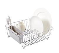 Sweet Home Collection Lot de 2 égouttoir à Vaisselle avec Porte-ustensiles Simple et Facile à Utiliser, s'adapte à la Plupart des éviers, 30,5 x 36,8 x 12,7 cm, argenté