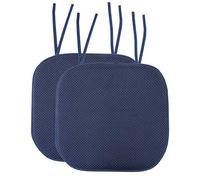 Sweet Home Collection Lot de 2 Housses de siège carrées arrondies avec Dos en Caoutchouc antidérapant 40,6 x 40,6 cm et Mousse à mémoire de Forme, Bleu Marine
