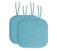 Sweet Home Collection Lot de 2 Housses de siège carrées arrondies avec Dos en Caoutchouc antidérapant, 40,6 x 40,6 cm, Mousse à mémoire de Forme, Bleu Sarcelle, 1 pièce