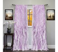 Sweet Home Collection Lot de 2 Rideaux de fenêtre en Voile Transparent à Volants avec Cascade, Lavande, 122,7 x 22,94 cm (l x L)