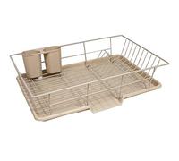 Sweet Home Collection Lot de 3 égouttoir à vaisselle avec planche à sécher et porte-ustensiles, en métal et plastique, beige