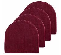 Sweet Home Collection Lot de 4 Coussins de Chaise 100% Mousse à mémoire de Forme Haute densité en Forme de U 43,2 x 40,6 cm en Caoutchouc antidérapant Bordeaux