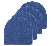 Sweet Home Collection Lot de 4 Coussins de Chaise 100% Mousse à mémoire de Forme Haute densité en Forme de U 43,2 x 40,6 cm antidérapant en Caoutchouc Bleu Marine
