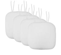 Sweet Home Collection Lot de 4 Coussins de Chaise en Mousse à mémoire de Forme avec Attaches, Dos en Caoutchouc antidérapant, carré Arrondi, 40,6 x 40,6 cm, Blanc
