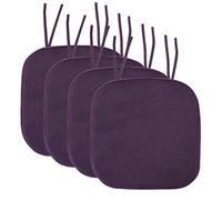 Sweet Home Collection Lot de 4 Coussins de Chaise en Mousse à mémoire de Forme avec Attaches, Dos en Caoutchouc antidérapant, carré Arrondi, 40,6 x 40,6 cm, Violet Aubergine