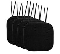 Sweet Home Collection Lot de 4 Coussins de Chaise en Mousse à mémoire de Forme avec Attaches Motif nid d'abeille Antidérapant Dos en Caoutchouc Arrondi carré 40,6 x 40,6 cm Noir