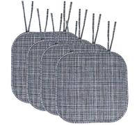 Sweet Home Collection Lot de 4 Coussins de Chaise en Mousse à mémoire de Forme avec Attaches Motif nid d'abeille Antidérapant Dos en Caoutchouc Arrondi Carré 40,6 x 40,6 cm Bleu Aria Noir