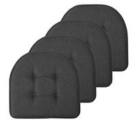 Sweet Home Collection Lot de 4 Coussins de Chaise en Mousse à mémoire de Forme avec Dos en Caoutchouc antidérapant en Forme de U - 43,2 x 40,6 cm - Gris Anthracite