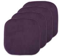 Sweet Home Collection Lot de 4 Coussins de Chaise en Mousse à mémoire de Forme avec Dos en Caoutchouc antidérapant Motif nid d'abeille 40,6 x 40,6 cm Violet Aubergine
