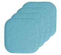 Sweet Home Collection Lot de 4 Coussins de Chaise en Mousse à mémoire de Forme avec Motif nid d'abeille, Dos en Caoutchouc antidérapant, carré, 40,6 x 40,6 cm, Bleu Sarcelle