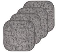 Sweet Home Collection Lot de 4 Coussins de Chaise en Mousse à mémoire de Forme avec Motif nid d'abeille, Dos en Caoutchouc antidérapant, Arrondi, carré, 40,6 x 40,6 cm, Gris Broadway/Noir