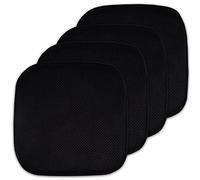 Sweet Home Collection Lot de 4 Coussins de Chaise en Mousse à mémoire de Forme, Motif nid d'abeille, Dos en Caoutchouc antidérapant, Arrondi, carré, 40,6 x 40,6 cm, Noir