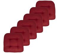 Sweet Home Collection Lot de 6 Coussins de Chaise de terrasse rembourrés Confortables en Fibre épaisse touffetée 48,3 x 48,3 cm, Rouge