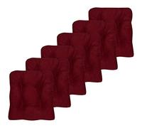 Sweet Home Collection Lot de 6 Coussins de Chaise en Mousse à mémoire de Forme, antidérapant, Envers en Caoutchouc touffeté avec Picots, 40,6 x 40,6 x 8,2 cm, Bordeaux