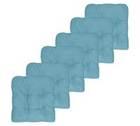 Sweet Home Collection Lot de 6 Coussins de Chaise en Mousse à mémoire de Forme, antidérapant, Envers en Caoutchouc touffeté avec Picots, 40,6 x 40,6 x 8,2 cm, Bleu Sarcelle