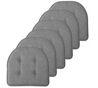 Sweet Home Collection Lot de 6 Coussins de Chaise en Mousse à mémoire de Forme avec Dossier en Caoutchouc antidérapant en Forme de U - 43,2 x 40,6 cm - Gris
