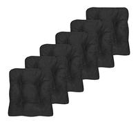 Sweet Home Collection Lot de 6 Coussins de Chaise en Mousse à mémoire de Forme écrasée antidérapants avec Dos en Caoutchouc Micro-Points touffeté, 40,6 x 40,6 x 8,3 cm d'épaisseur, Gris Anthracite