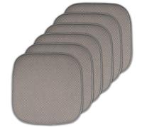 Sweet Home Collection Lot de 6 Coussins de Chaise en Mousse à mémoire de Forme, Motif nid d'abeille, Dos en Caoutchouc antidérapant, Arrondi, carré, 40,6 x 40,6 cm, argenté