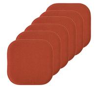 Sweet Home Collection Lot de 6 Coussins de Chaise en Mousse à mémoire de Forme Motif nid d'abeille Dos en Caoutchouc antidérapant Carré 40,6 x 40,6 cm Rouille