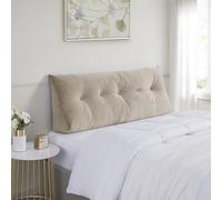 Sweet Home Collection Oreiller pour tête de lit King Size - Coussin cale de lit pour tête de lit - Grand Coussin Triangulaire Polyvalent pour Support de Lecture, très Grand lit, 193 cm, Beige/crème