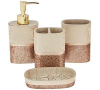 Sweet Home Collection Parker Lot de 6 Accessoires de Salle de Bain Collections Uniques Modernes Classiques contemporains décoratifs Beaux Designs pour Baignoire, Douche, Baignoire, 4 pièces, Parker