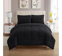 Sweet Home Collection Parure Alternative en Duvet Ultra Doux et draps de lit Luxueux, Polyester, Noir, Grand lit